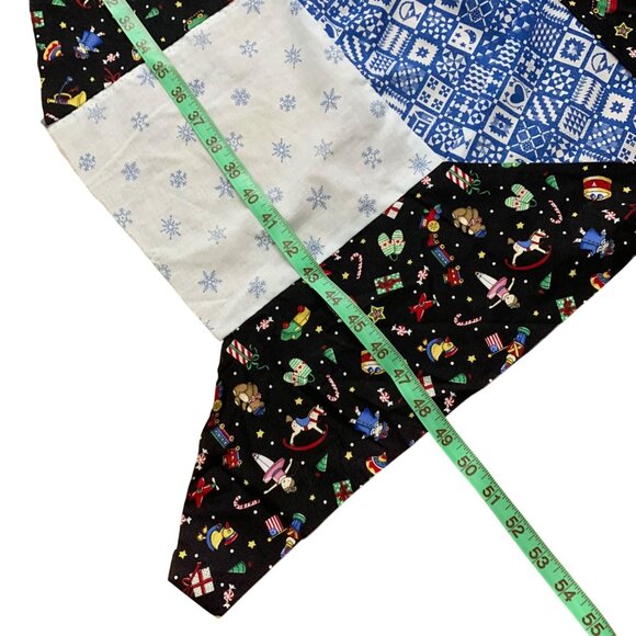 VTG Patriotic Christmas Tree Skirt Quilt Patchwork Unfinished Stars Mittens Bear - Picture 5 of 5